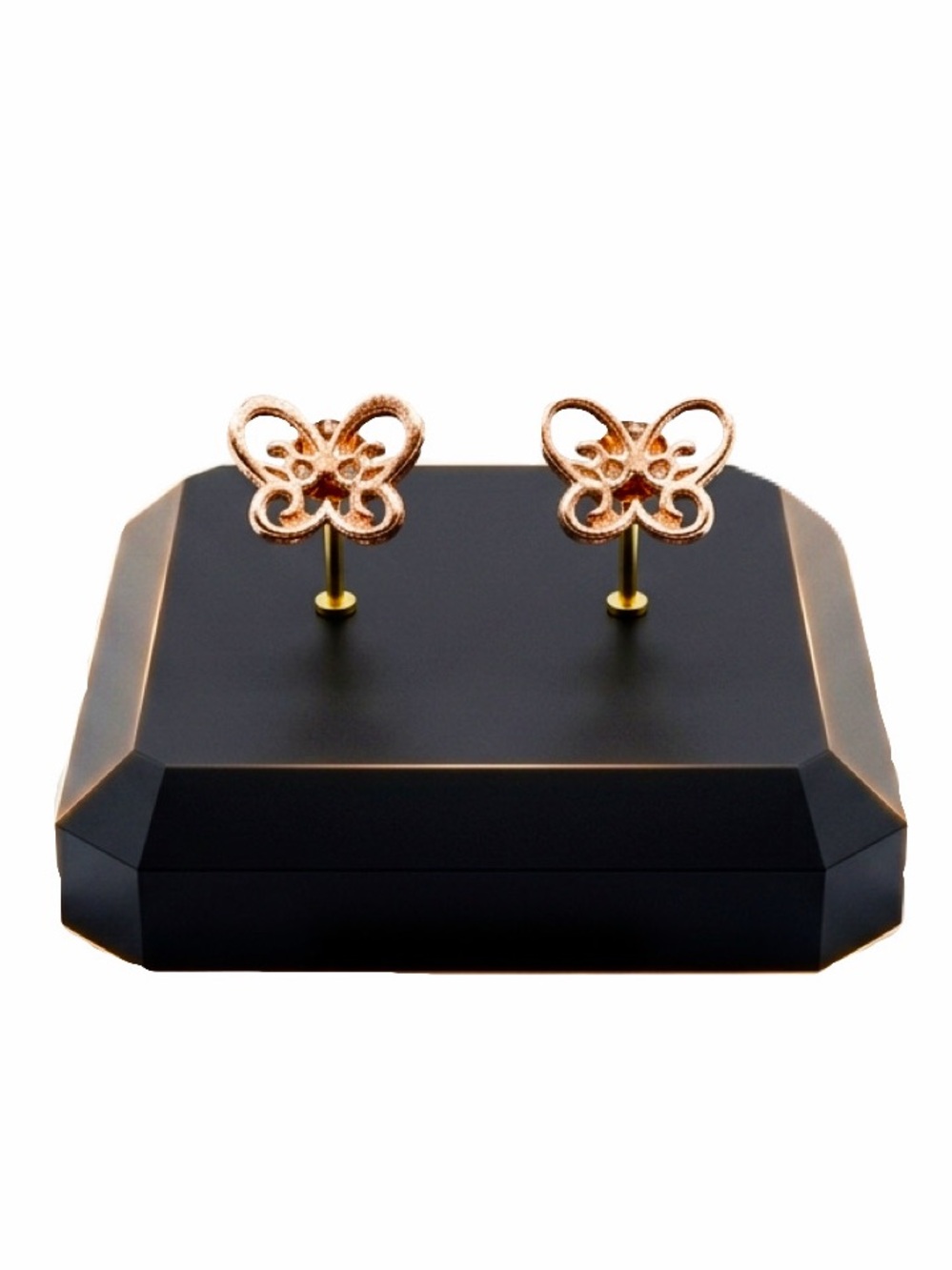 New 9k Gold Handmade Bohemian Minimalist Butterfly Stud Earrings